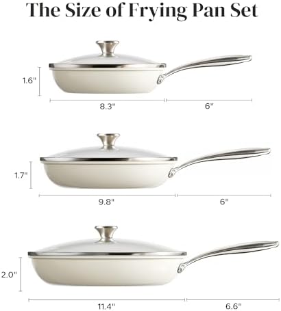 Redchef Non Stick Frying Pans Set, 8/9.5/11 Inch Ceramic Nonstick