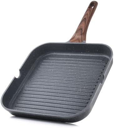 SENSARTE 9.5 Inch Nonstick Grill Pan – Square Griddle