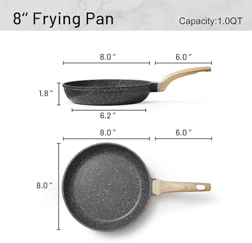 CAROTE Nonstick Frying Pan, 8 Inch Classic Granite Skillet