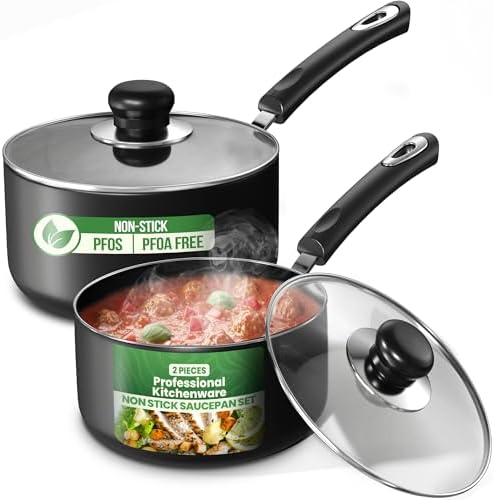 Utopia Kitchen Nonstick Saucepan Set – 1 and 2 Quart