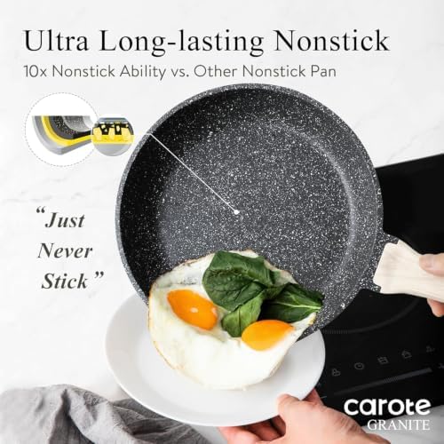 CAROTE Nonstick Frying Pan, 8 Inch Classic Granite Skillet