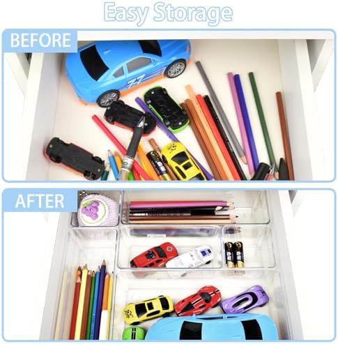 Manalete 15-Piece Clear Plastic Drawer Organizer Set
