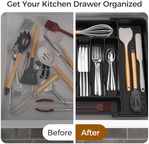 ukeetap Extra Large Expandable Silverware Organizer, Black - image 6