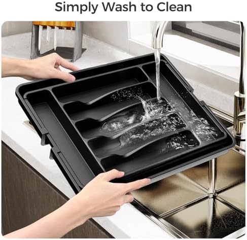 ukeetap Extra Large Expandable Silverware Organizer, Black - image 5