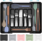 ukeetap Extra Large Expandable Silverware Organizer, Black