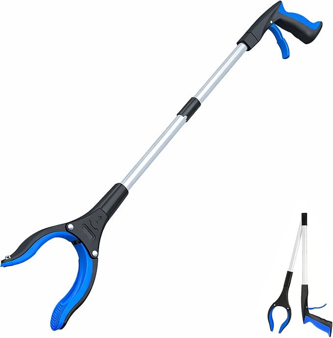 POPDA 32-Inch Foldable Reacher Grabber Tool with Rotating Jaw & Magnet