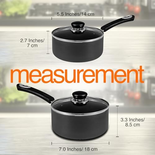 Utopia Kitchen Nonstick Saucepan Set with Lids, 1 & 2 Quart