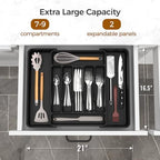ukeetap Extra Large Expandable Silverware Organizer, Black - image 2