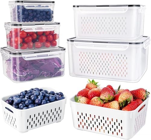 Freshmage 5-Piece Fruit & Produce Storage Containers with Colanders