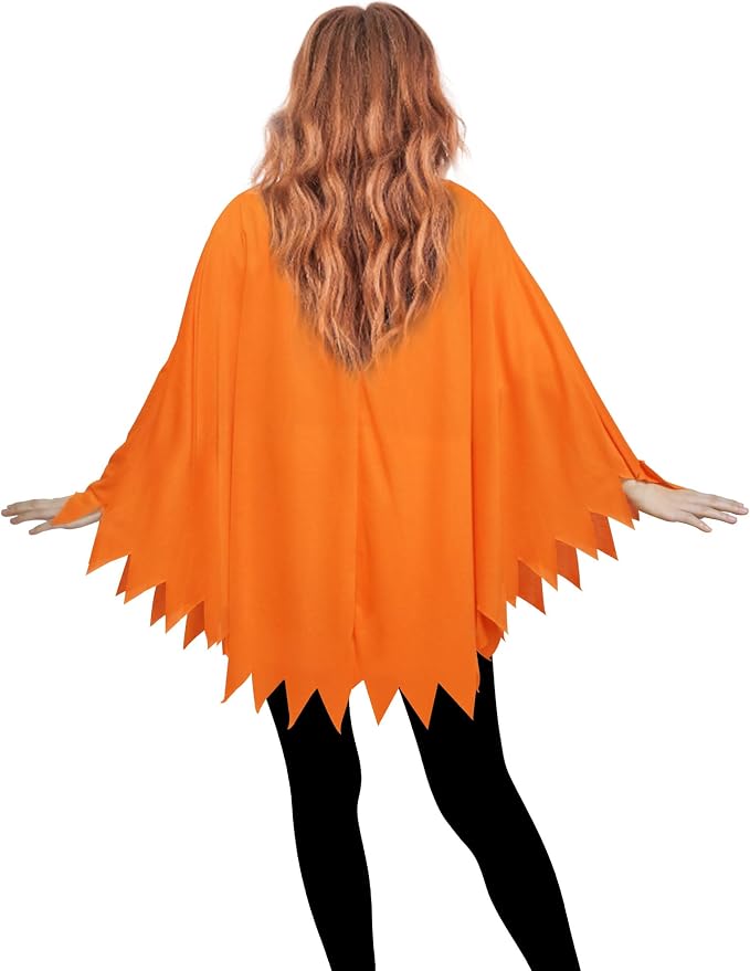 3-Piece Women’s Pumpkin Costume Set – Halloween Poncho, Beret & Candy Bag