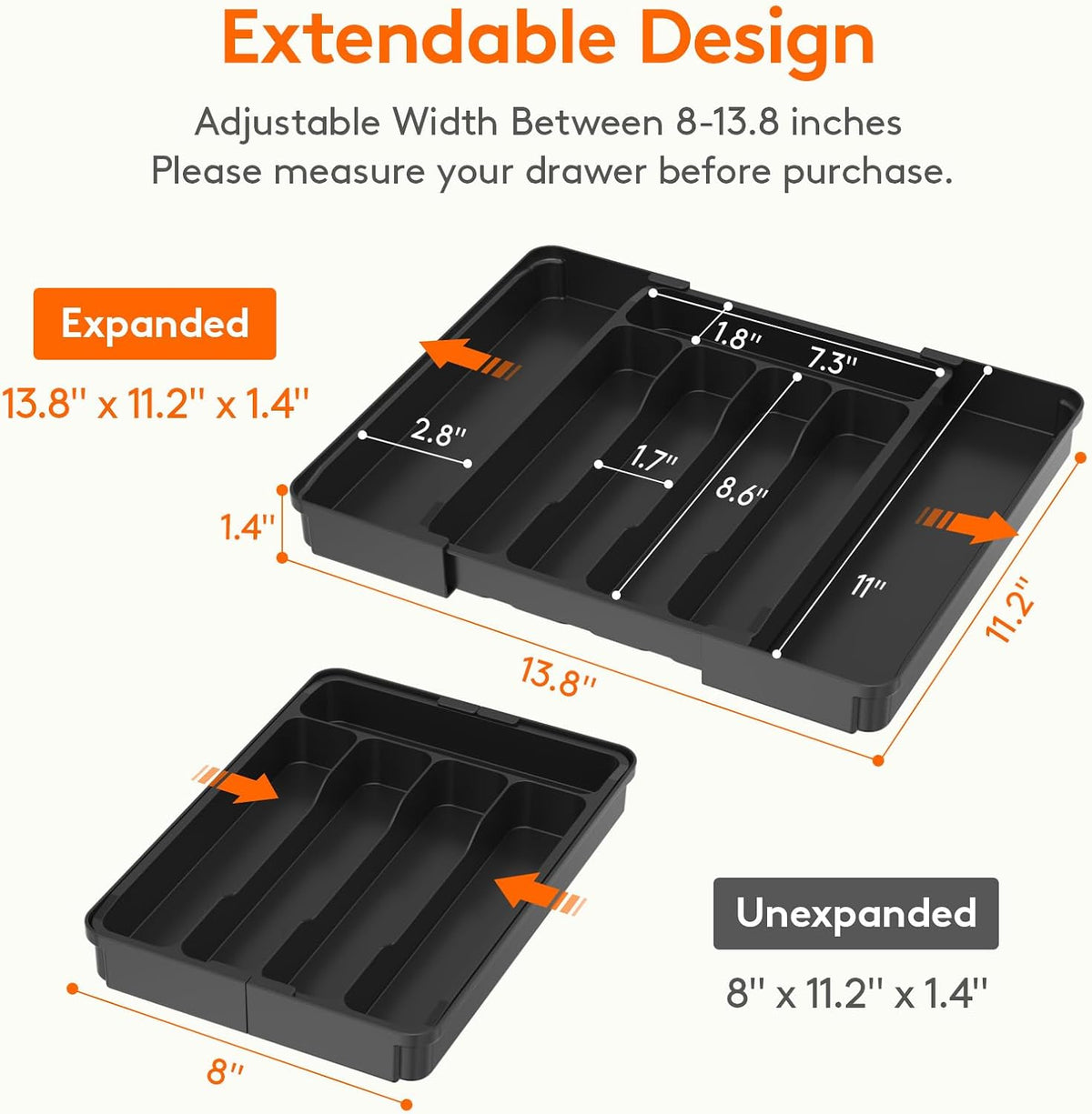 Lifewit Expandable Silverware Drawer Organizer, Black - image 3