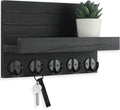 Lwenki Wall-Mount Key & Mail Holder with Shelf, Black