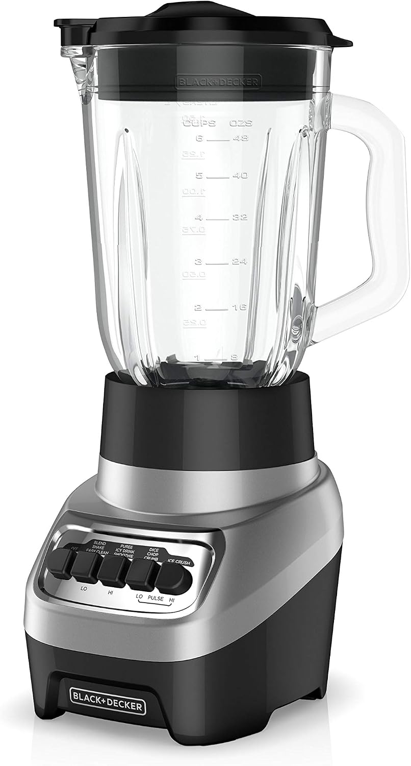 BLACK+DECKER PowerCrush Blender, 6-Cup Glass Jar, 700W, BL1230SG