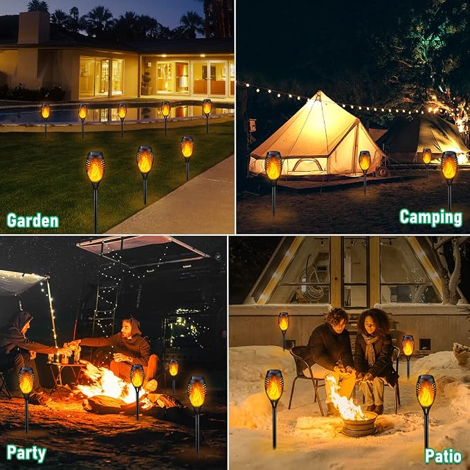 6-Pack Solar Torch Lights with Flickering Flame – Outdoor Halloween Décor