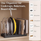 Lifewit Pot Lid & Pan Organizer with 7 Dividers, Black - image 4