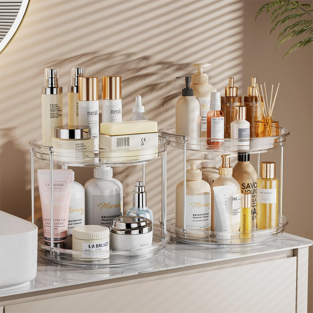 LAMU 2-Pack 2-Tier Lazy Susan Turntable Organizer, Clear - image 4
