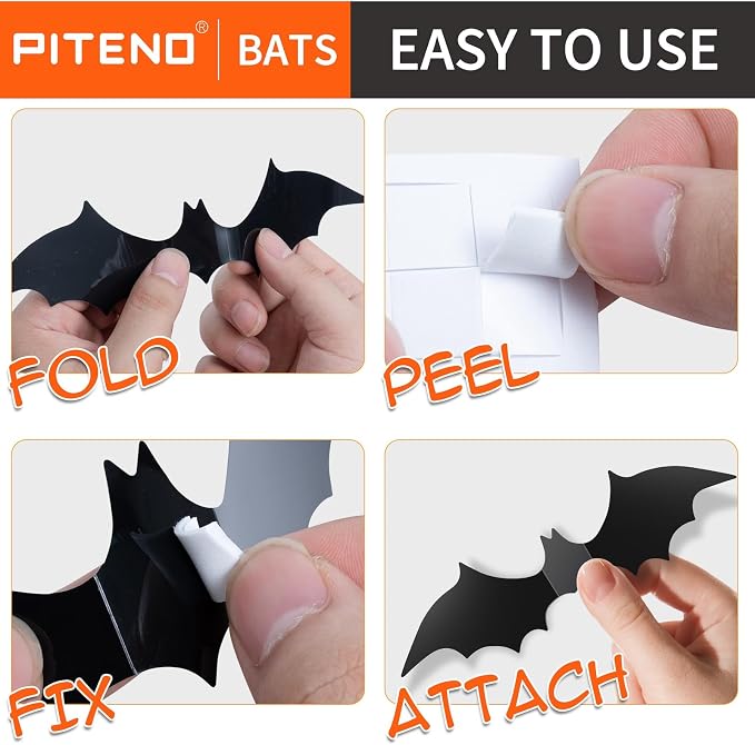 140-Piece 3D Bat Wall Decorations – Halloween Party Décor
