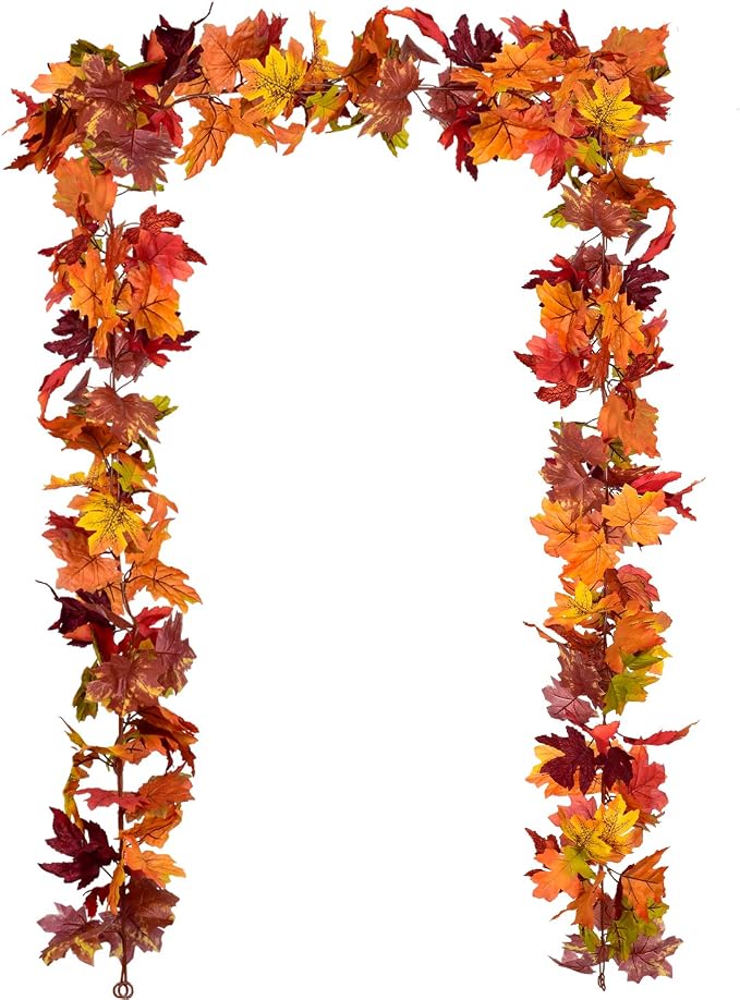 DearHouse 2-Pack Fall Maple Leaf Garland – 5.9FT Each