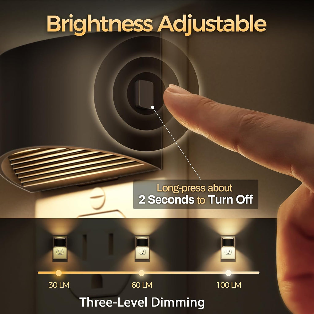 DORESshop Dimmable Dusk-to-Dawn LED Night Lights, 3000K, 2-Pack - image 2