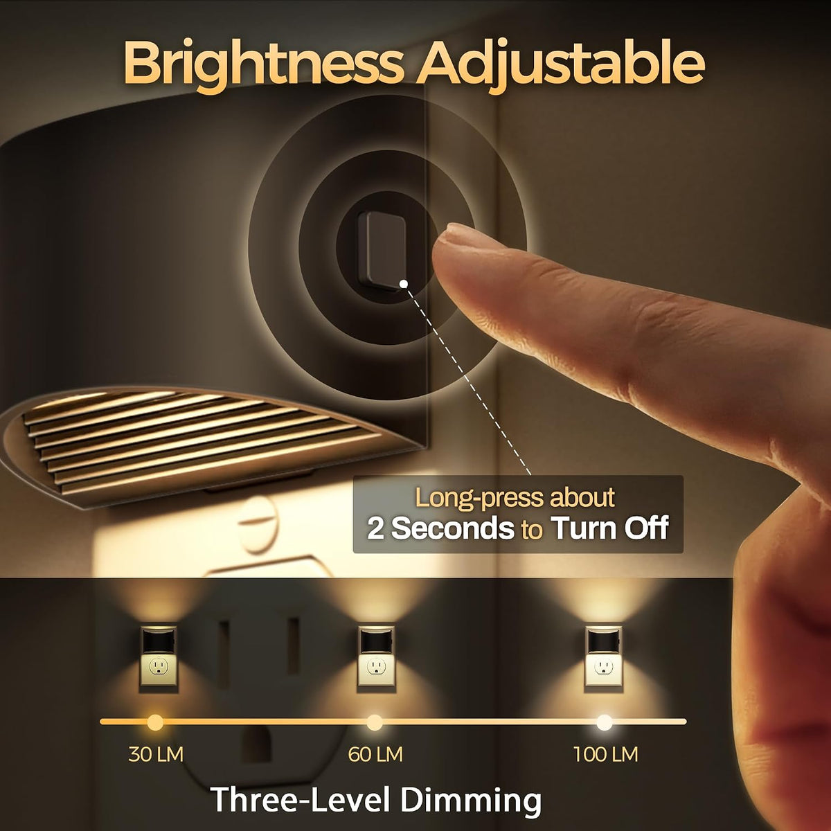 DORESshop Dimmable Dusk-to-Dawn LED Night Lights, 3000K, 2-Pack - image 2