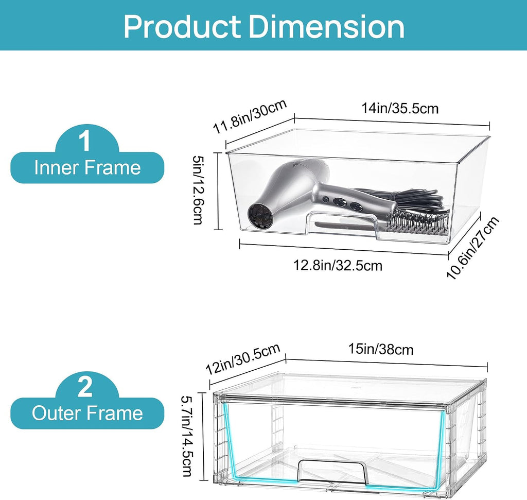 Vtopmart 2-Pack Clear Stackable Storage Drawers - image 3