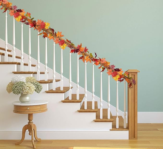 DearHouse 2-Pack Fall Maple Leaf Garland – 5.9FT Each