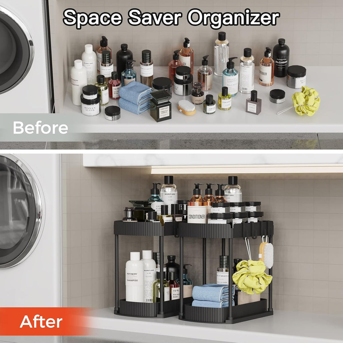 ukeetap 2-Pack Pull-Out Under Sink Organizers, 12.8 in, Black - image 5