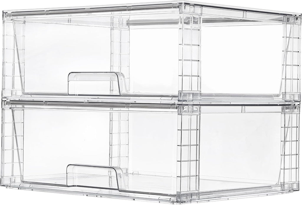 Vtopmart 2-Pack Clear Stackable Storage Drawers