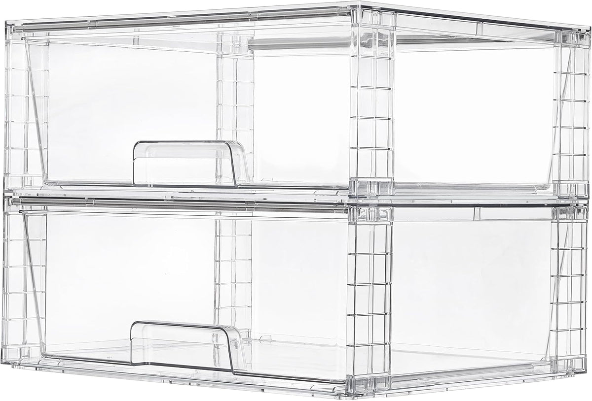Vtopmart 2-Pack Clear Stackable Storage Drawers