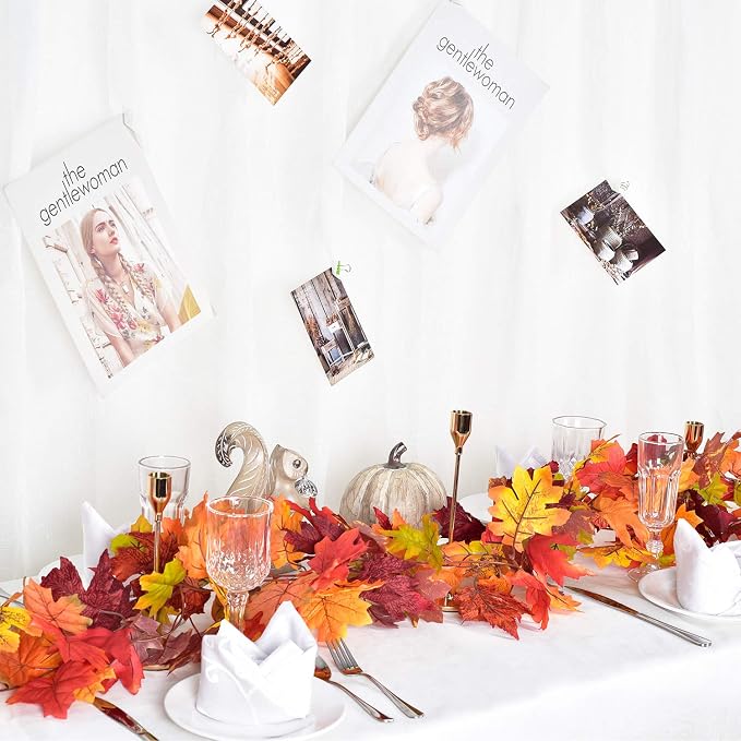 DearHouse 2-Pack Fall Maple Leaf Garland – 5.9FT Each
