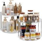 LAMU 2-Pack 2-Tier Lazy Susan Turntable Organizer, Clear