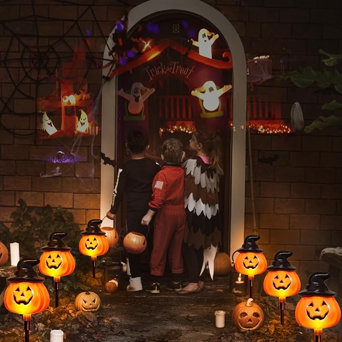 6-Pack Solar Pumpkin Pathway Lights – Outdoor Halloween Decorations