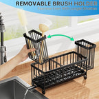 Cisily Kitchen Sink Organizer with Brush Holder – Black
