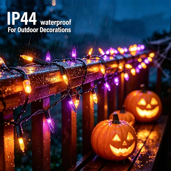 TW SHINE Purple & Orange Halloween String Lights – 20FT, 100 Count