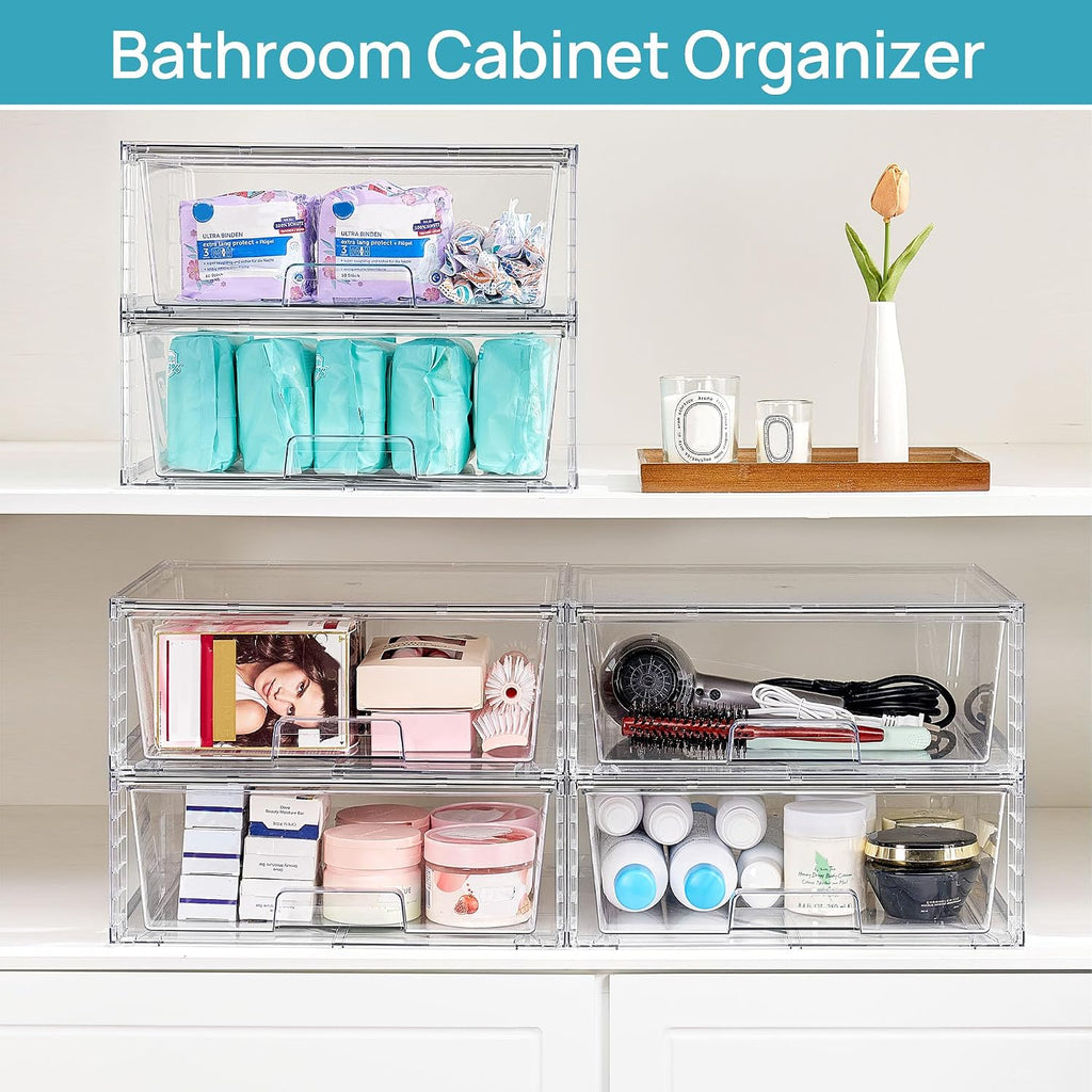 Vtopmart 2-Pack Clear Stackable Storage Drawers - image 6