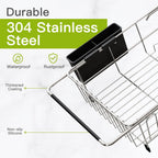 JASIWAY Expandable Dish Drying Rack with Cup & Utensil Holder, Silver - image 5