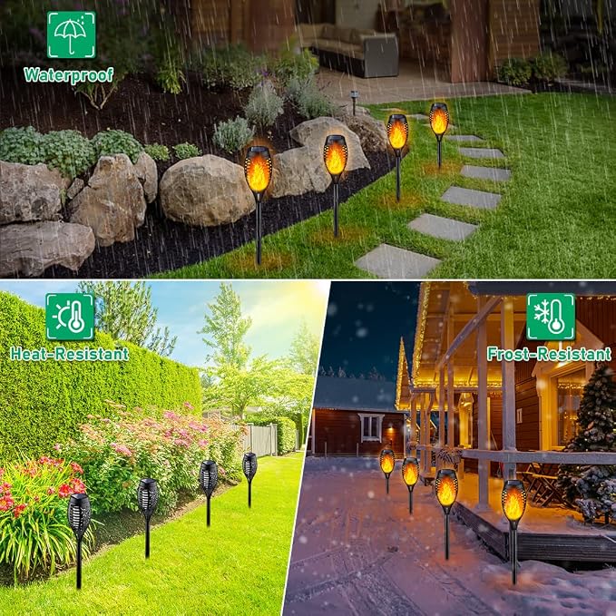 6-Pack Solar Torch Lights with Flickering Flame – Outdoor Halloween Décor