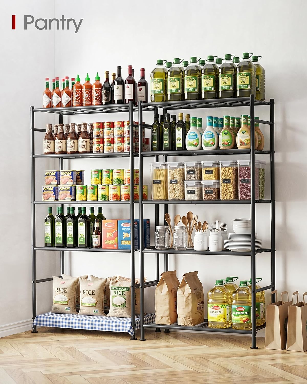 Sakugi 5-Tier Heavy Duty Storage Shelves, Black - image 2