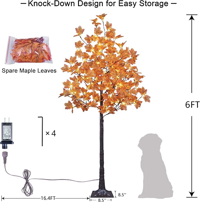 LIGHTSHARE 6FT Lighted Maple Tree with 120 Warm White LEDs