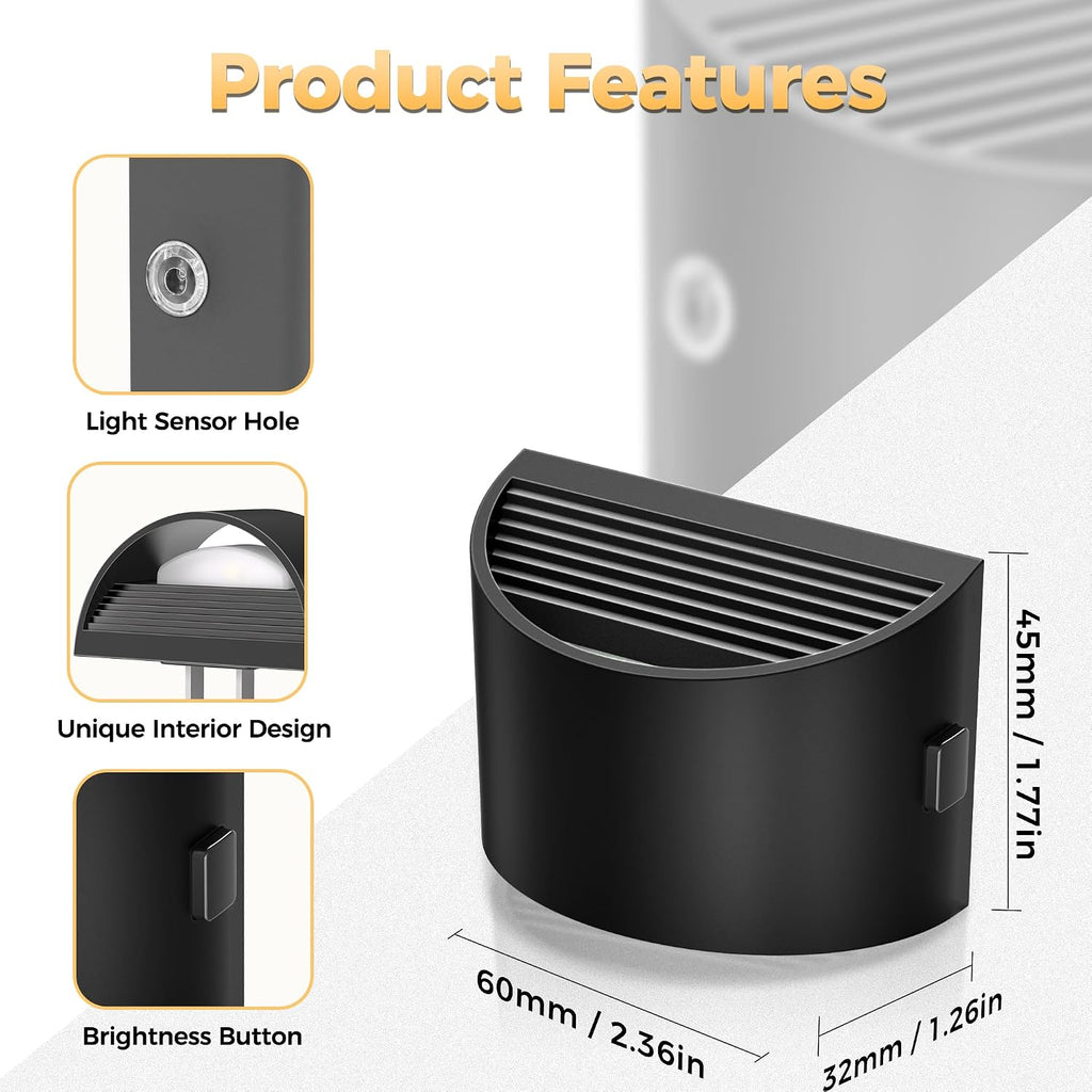 DORESshop Dimmable Dusk-to-Dawn LED Night Lights, 3000K, 2-Pack - image 4