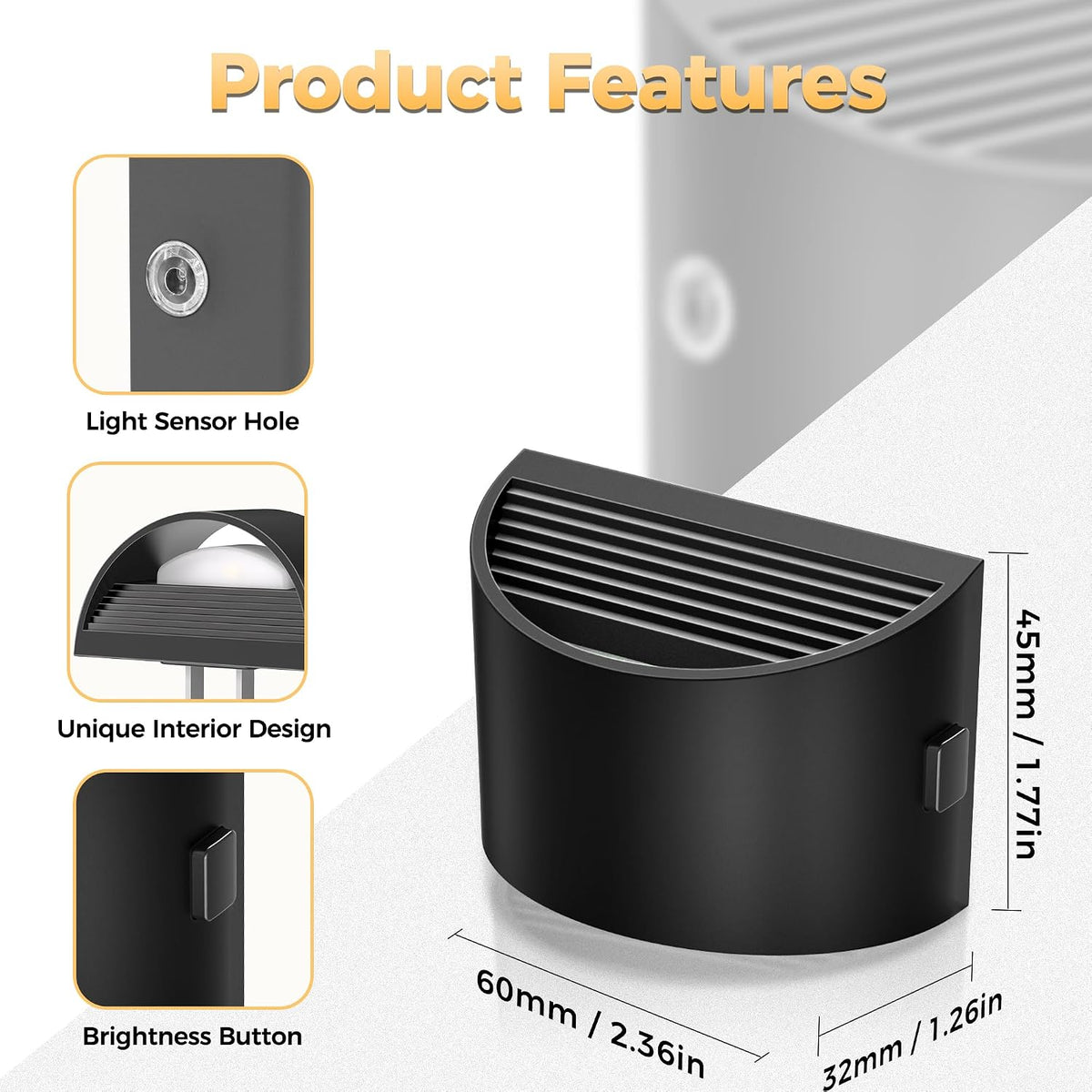 DORESshop Dimmable Dusk-to-Dawn LED Night Lights, 3000K, 2-Pack - image 4