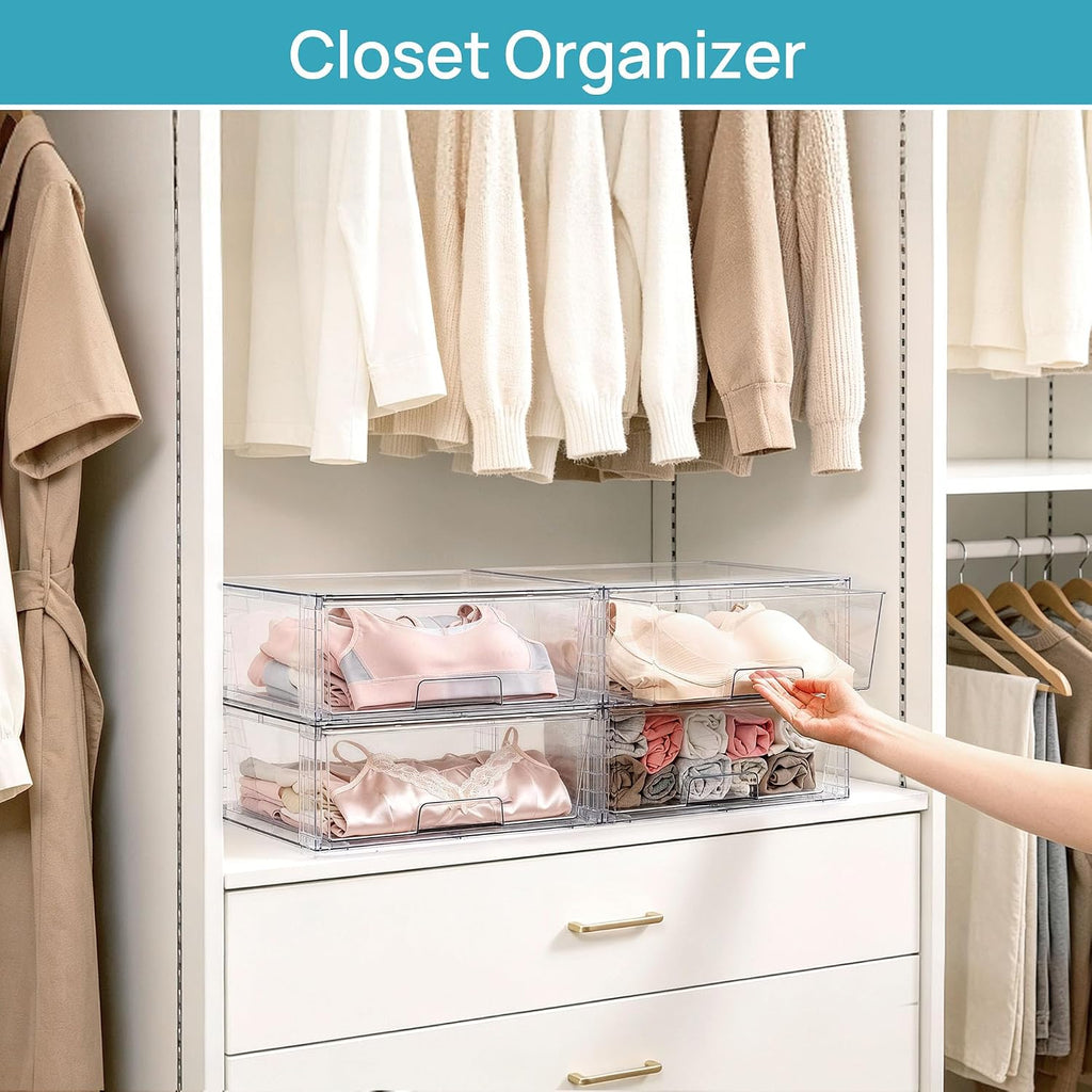 Vtopmart 2-Pack Clear Stackable Storage Drawers - image 4