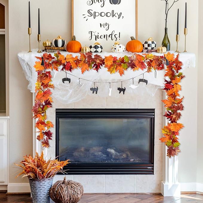DearHouse 2-Pack Fall Maple Leaf Garland – 5.9FT Each