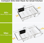 JASIWAY Expandable Dish Drying Rack with Cup & Utensil Holder, Silver - image 4