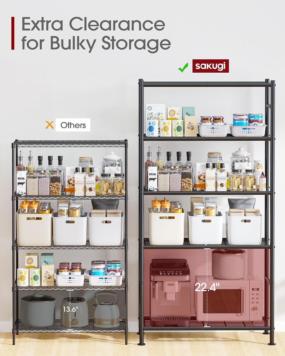 Sakugi 5-Tier Heavy Duty Storage Shelves, Black - image 5