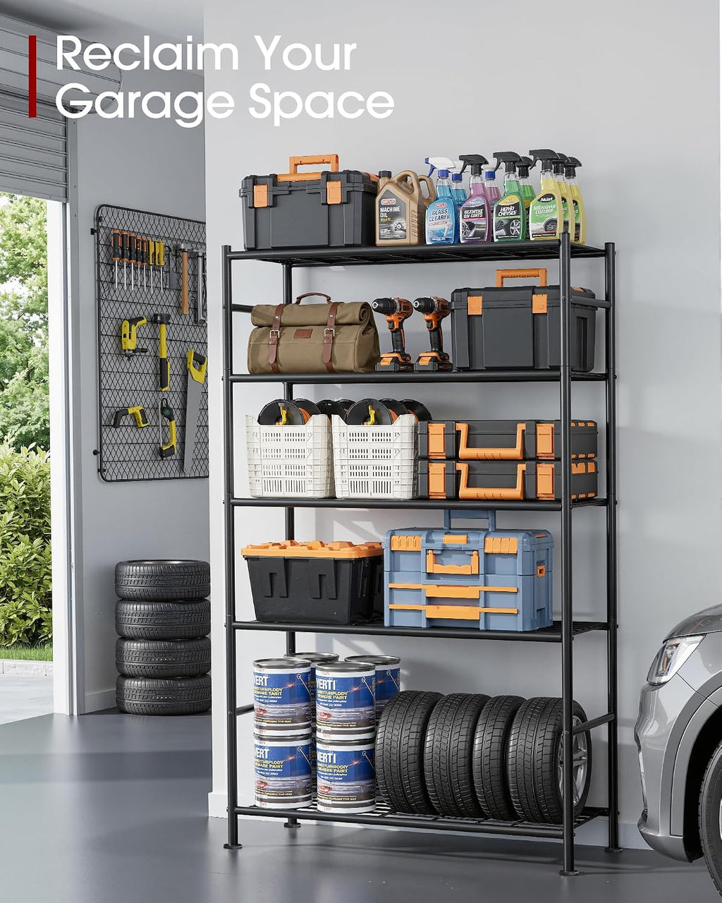 Sakugi 5-Tier Heavy Duty Storage Shelves, Black - image 4