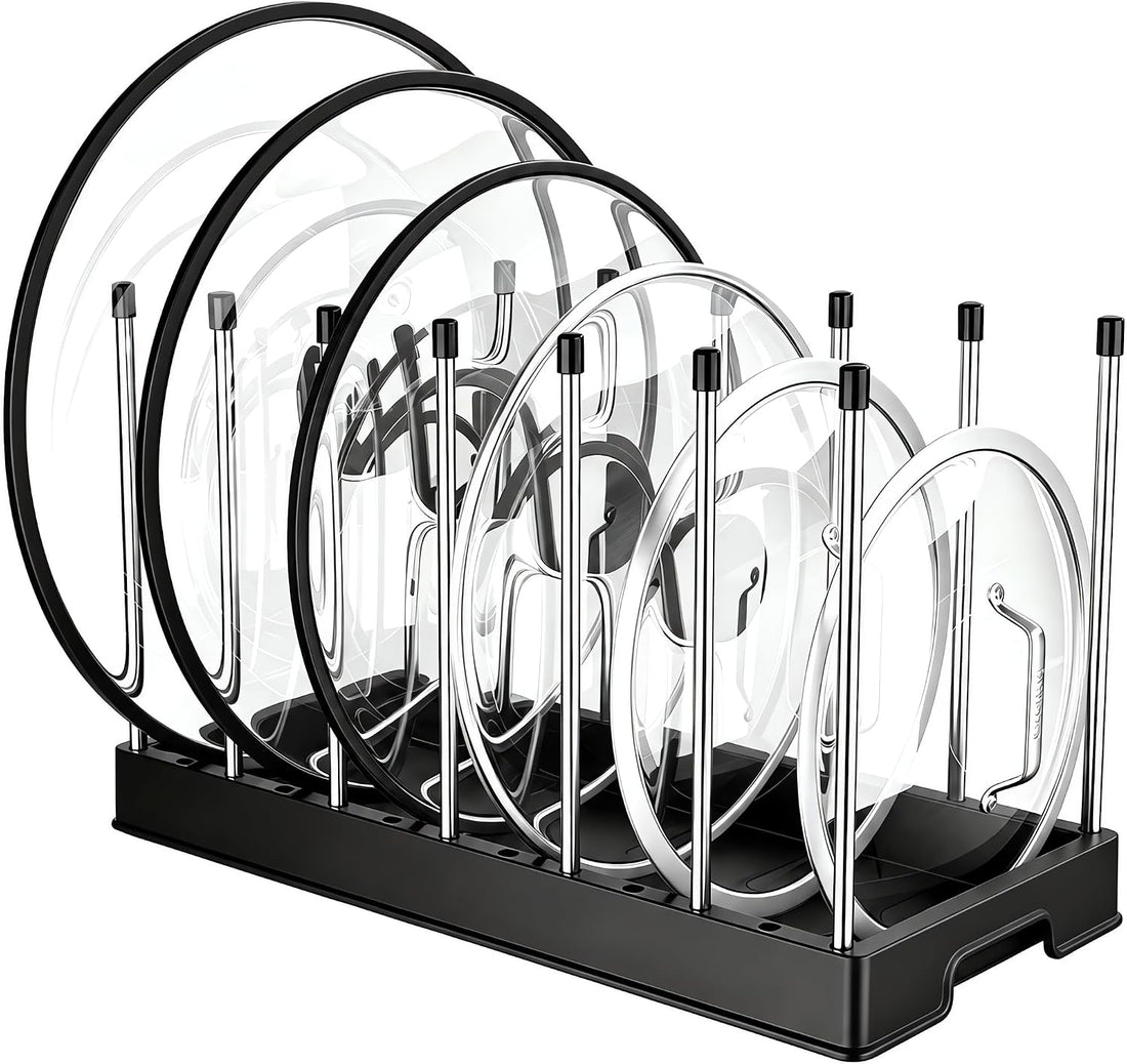 Lifewit Pot Lid & Pan Organizer with 7 Dividers, Black