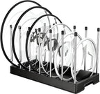 Lifewit Pot Lid & Pan Organizer with 7 Dividers, Black