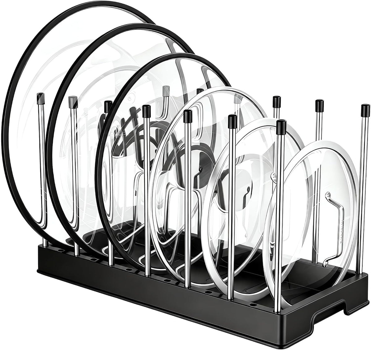 Lifewit Pot Lid & Pan Organizer with 7 Dividers, Black