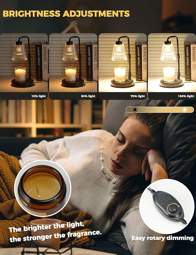 GODONLIF Candle Warmer Lamp with Timer – Dimmable & Adjustable Height